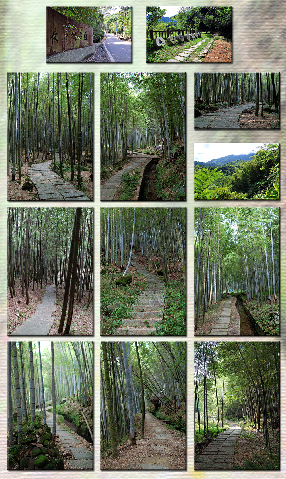 明永曆36年(1682)，先民從大陸福建渡海遷移至小半天入墾拓荒，到民國12年 
(1923)，小半天居民日漸眾多。在此240餘年間，居民生活飲用及灌溉之水源， 
除少數有山泉之外，大都依靠貫穿莊內唯一的頭前溪溪水度日，故生活艱困，村 
婦每天不辭辛勞，除上山下田辛勤工作外，必須利用晨昏忙餘之暇，到溪邊挑水 
供全家飲用，整日為「水」而戰，為「水」忙。

村民有感於「國無良田不能富民，無沃土不可以久寓」。唯山高而水深，地窄且 
人稠，山林產物惟賴荒丘，數畝潦田而已，百姓何以生存，子孫如何繁衍，每每 
?物傷情，腸迴百結。集結村民，幾經三思商討，登高眺望，親臨踏勘後，共推 
林約、李陽為代表，邱錦岳、張如切、劉進、林烏棕、林振婦、林朝旺、黃振逢、 
沈溪為發起人，羅伏為請負人，林平順為保證人，募款集資後，向日據時代 
當局請命開鑿，聘用當時開鑿渠道爆破專長之客家人士，整隊前來進駐，於 
民國12年(1923)8月15日開工，彎山越壁，架橋通渠，千辛萬苦，歷時半年 
餘，於次年2月20日竣工，成此『長源圳』。 

乍現「眼觀長虹貫村入，勢下湧流似驚蛇，清暈嶂上鳥吹簫，靜鑒川 
中魚奏樂」，須臾間化作稻田，村民扶老攜幼，歡聲遍野，歌頌水圳川流 
不息，造就小半天千畝良田，解決民生飲水與灌溉，至昔至今日，仍為小 
半天(竹林、竹豐兩村)最珍貴的生命線。 

吾人身遊其境，不僅觀賞山川渠圳之秀，更應感念前人勞苦功高，創 
業為艱之精神，實為『長源圳』之意義。美景固然好，但往後的愛護與維 
護也是我們大家更該去注意的，愛護大自然，珍惜一切。 

長源圳步行時間約30-40分，地形平坦好走，整路都有綠蔭，少數路段需要爬梯

整體來說算是輕鬆好走。20130723